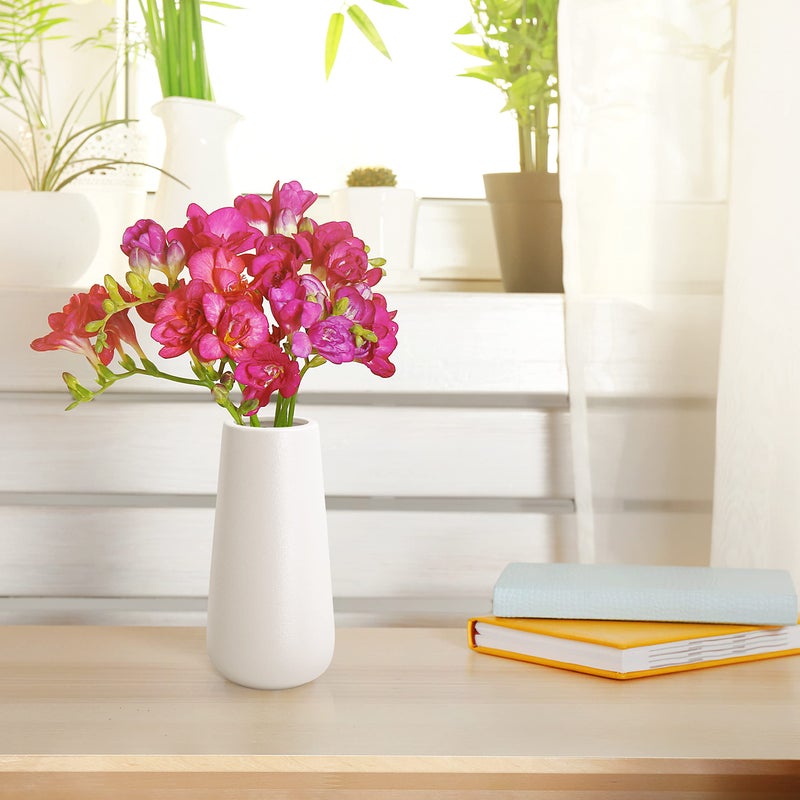 D'vine Dev 8 Inch Ceramic Flower Vase Textured Finishing, Minimalist Design for Kitchen, Bedroom, Living Room, Centerpieces, Office, Ivory, VS-XH-A-1 - Image 5